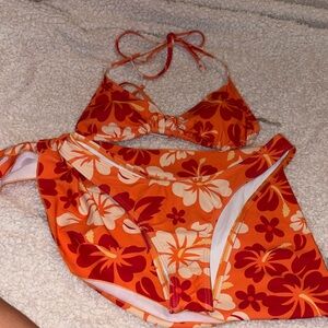 Orange Floral Bikini Set